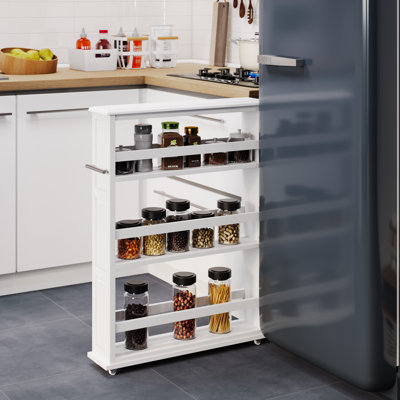 Lavish Home 3-Tier Slim Rolling Storage Cart, White