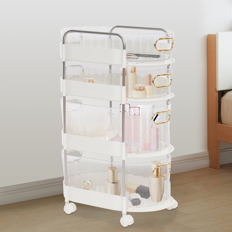 Rangement à 4 niveaux avec roulettes Kely, Blanc