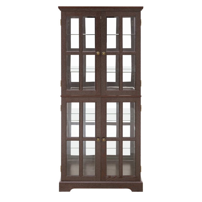 Timeless Display Holder With Adjustable Shelves And Antique Case Cherry Finish