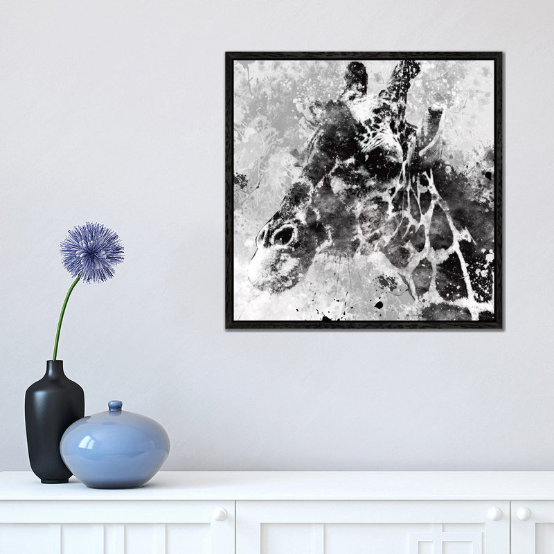 Giraffe by Carol Robinson - Print on Canvas, 45.72 cm H x 45.72 cm W, Black Framed