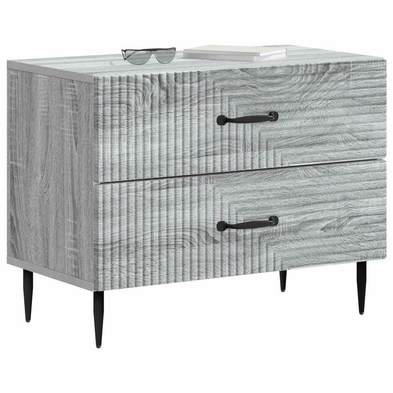 62cm W Manufactured Wood Bedside Table, Grey Sonoma
