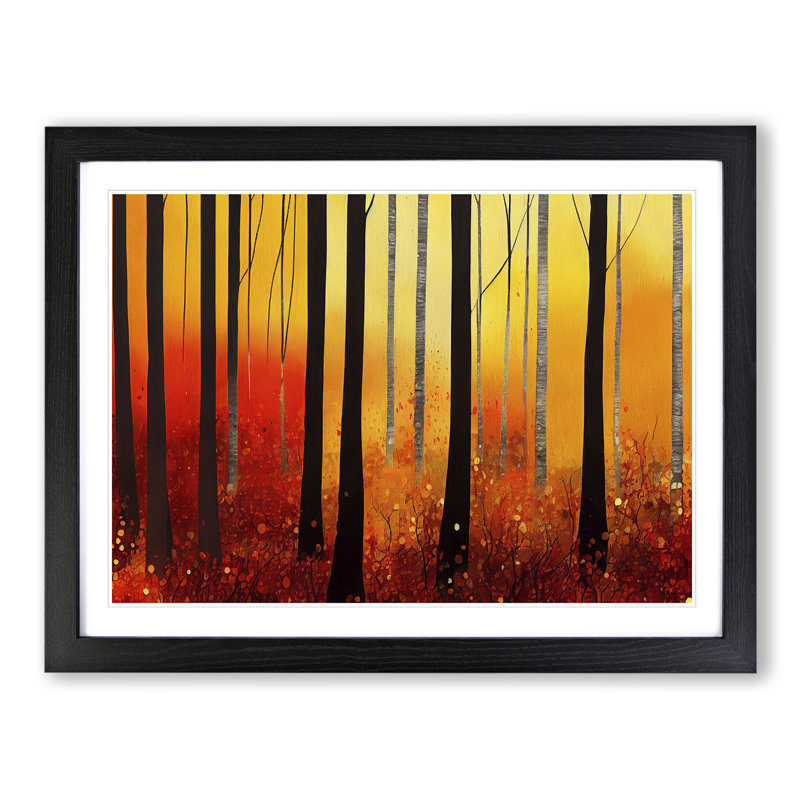 Bright Autumn Forest - Single Picture Frame Print, 34cm H x 46cm W x 2cm D, Black Framed