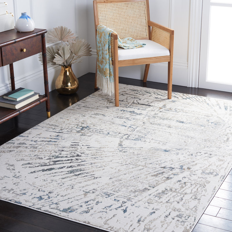Wayde Abstract Gray/Beige Area Rug, Rectangle 5'5" x 7'7"