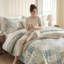 Ensemble d'édredon rétro 100% coton bleu avec patchwork rétro Literie 3 pièces toutes saisons édredon doux et respirant (patchwork bleu, grand)-123261143