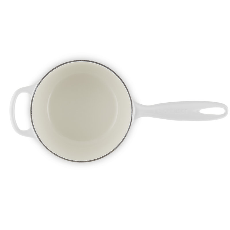 Le Creuset Enameled Cast Iron Saucepan with Lid, 1.75 qt., White