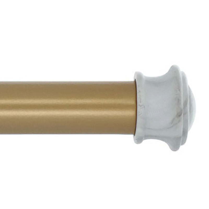 Tringle à rideau simple de 1 pouce de diamètre Meriville avec embout en marbre blanc Platani, réglable de 28 po à 48 po, noir
