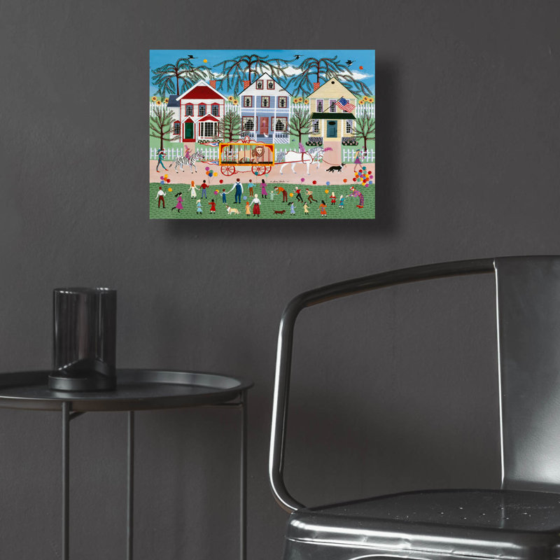 «Wacky Jack's Travelling Circus Parade» par Susan Henke Fine Art, verre acrylique Wal Art, H 12 po x l 16 po x P 0,13 po