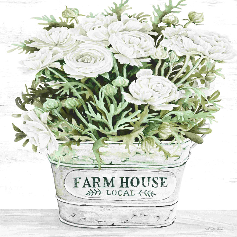 Fleurs de ferme - peinture, H 12 po x l 12 po, No, Toile tendue