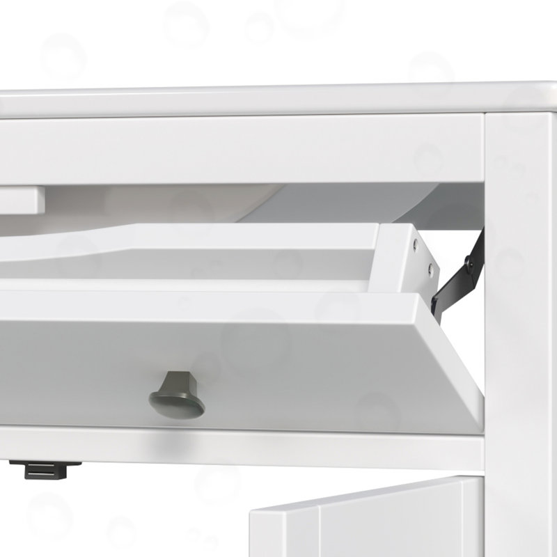 Meuble-lavabo de salle de bain avec tablette réglable et plateau basculant, Blanc
