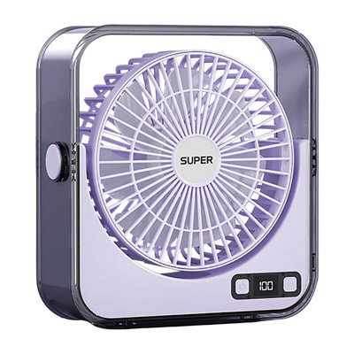Kbndieu Desktop Fan LED Digital Display Small Fan Portable USB Charging Cycle Small Fan