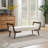 52" Mid Century Bench With Walnut Wood Leg,Channeled Upholstered Footrest Stool For Kitchen, Living Room, Bedroom, Entryway, End Of Bed. Chenille Fabric Beige-2129081524