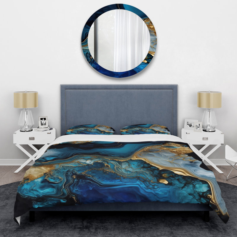 Ensemble de housse de couette moderne en polyester et microfibre Abstract Geode