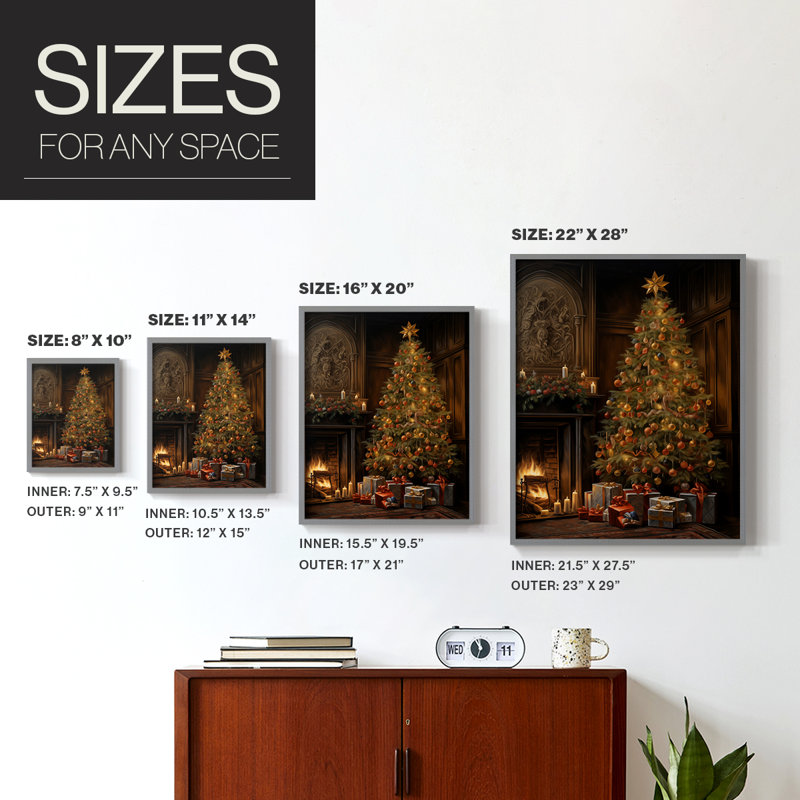 «Christmas Holiday Art» DCLxx, reproduction d'art encadrée - bois massif, Gris, H 11 po x l 9 po