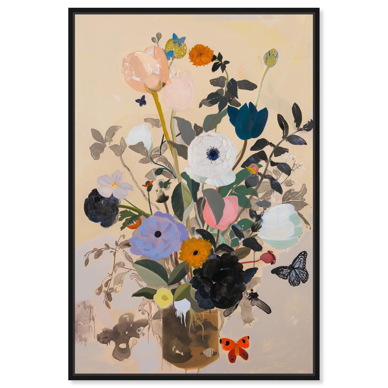 Art Remedy, fleurs vibrantes sur toile, Pick Me Up Flowers, Cadre flottant noir, H 16 po x l 11 po