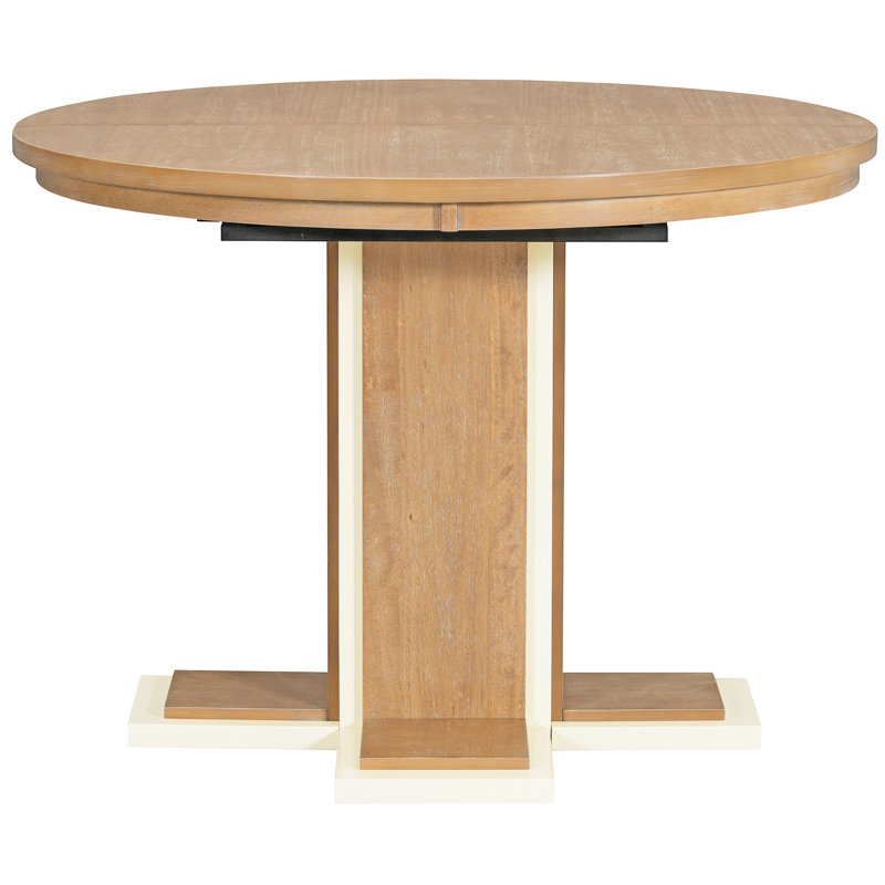 Table extensible en bois massif de 42 à 58 po, unicité rétro, double couche, lavage naturel pour la qualité de la salle à manger et de la cuisine,