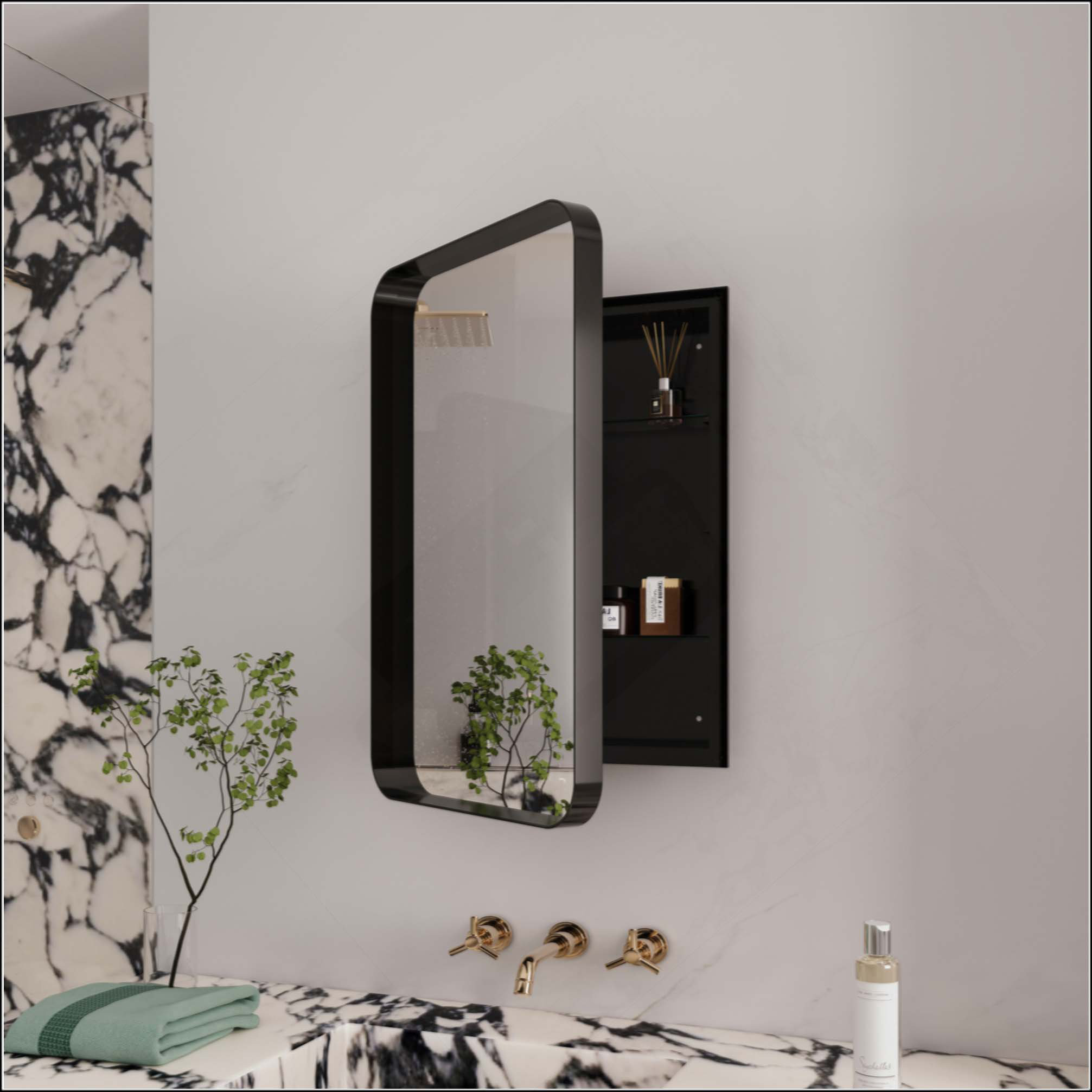 Latitude Run® Recessed Metal Framed Medicine Cabinet With Mirror And ...