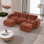 Canapé modulaire en U avec repose-pieds en velours | Canapé Cloud sans assemblage | Conception touffetée sans os-1299264373-1299264371