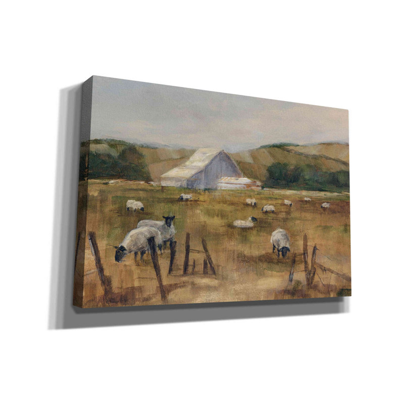«Grazing Sheep I» par Ethan Harper, art mural sur toile, H 18 po x l 26 po x P 0,75 po