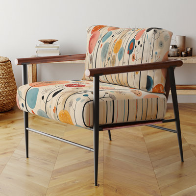 Papiers peints fantaisistes colorés Mid Century - Fauteuil d'appoint rembourré en velours