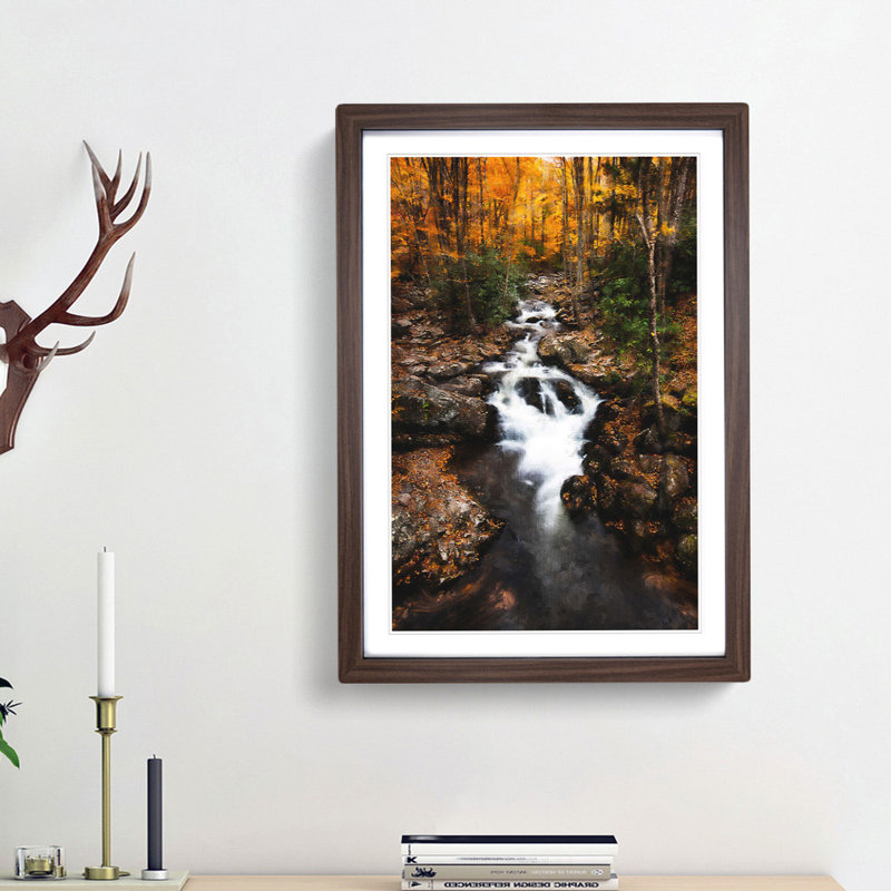 Woodland Stream - Picture Frame Painting Print, 87cm H x 62cm W x 2cm D, Walnut Framed