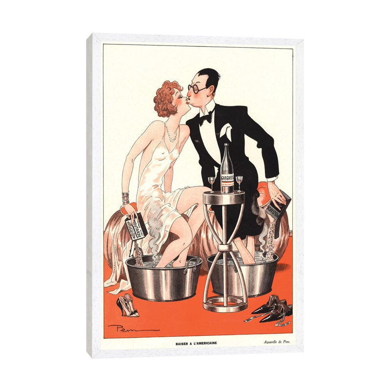 1930s Le Sourire II Cover 1 Piece Floater Frame Wall Art on Canvas, 66.04 cm H x 45.72 cm W, White