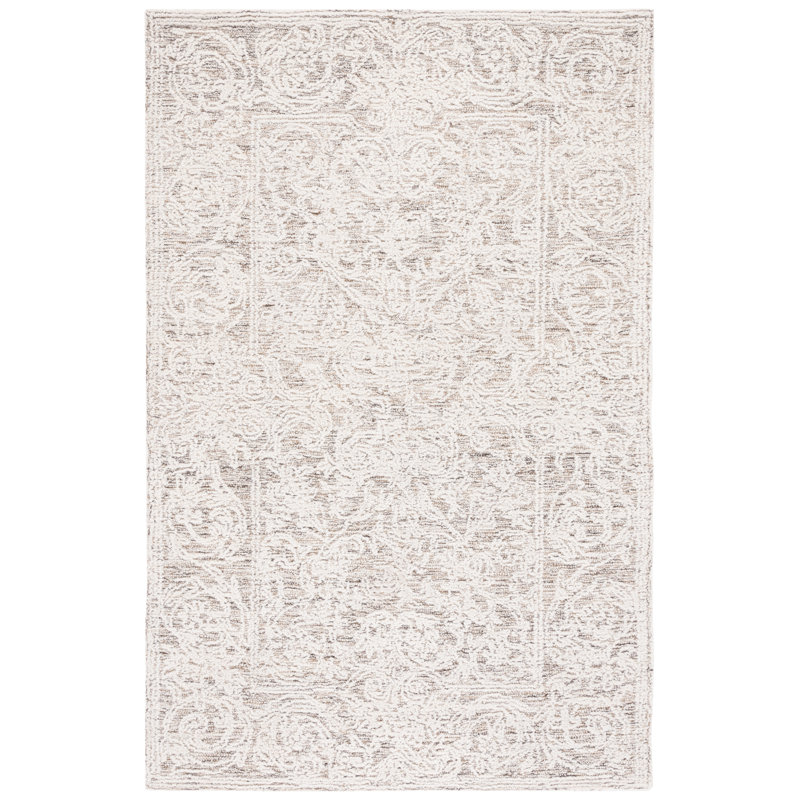 Tapis oriental abstrait en laine touffeté à la main, Rectangle 4 pi x 6 pi