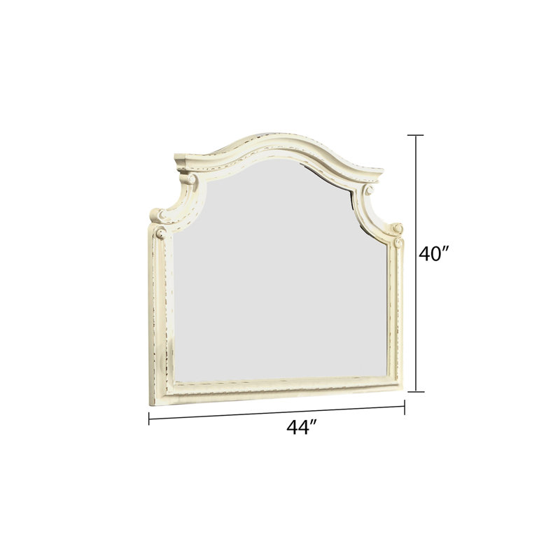 Miroir de chambre à coucher en bois massif traditionnel beige antique - Option élégante, caractéristique élégante