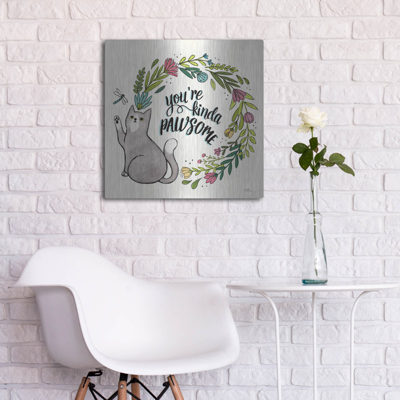 Art mural en métal «Purrfect Garden V3» par Janelle Penner, H 24 po x l 24 po