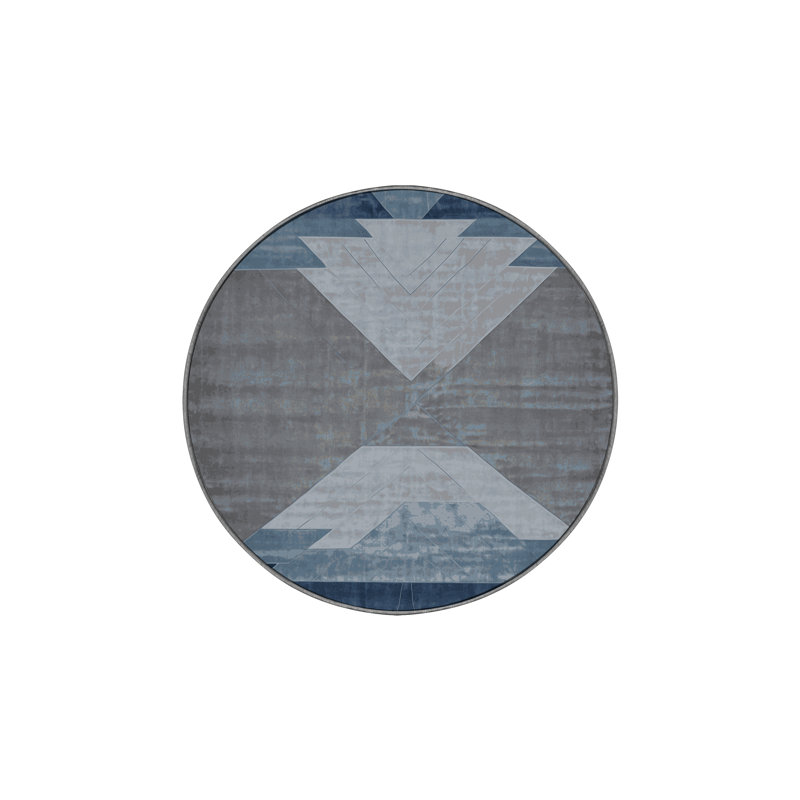Tapis gris soyeux et moelleux, Rond 6 pi