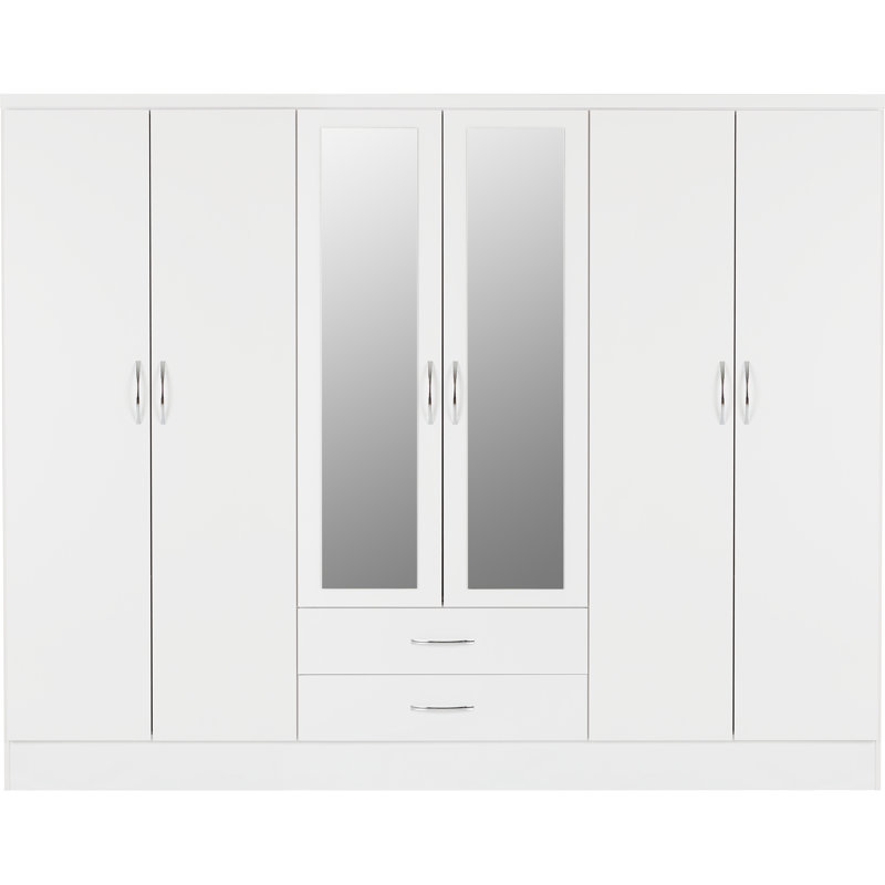 Cascio 6 Door Wardrobe, White Gloss