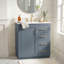 Meuble-lavabo autoportant 24 po en MDF + fer avec plateau à 3 tiroirs et portes à fermeture douce intégrées bleu-130918321-130918322