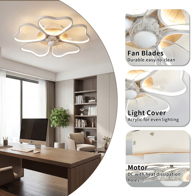 21.65'' Creative Heart-Shaped Ceiling Light With Fan