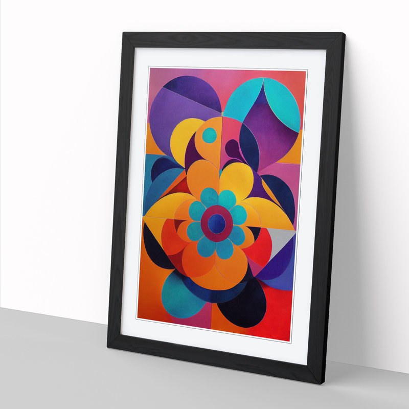 FRM-V0523-821X Floral Mandala Style Vol.2 1 Piece Single Picture Frame Wall Art, 64cm H x 46cm W x 2cm D, Oak Framed