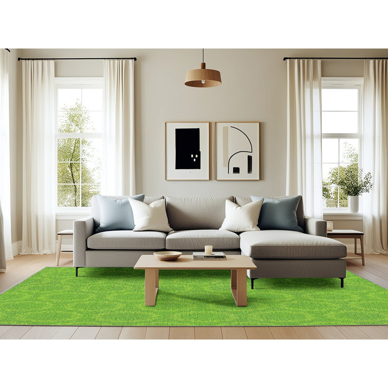 Tapis tissé à la machine vert, Rectangle 6 pi x 9 pi