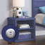 Table de chevet à finition bleue USB pour chambre à coucher et salon