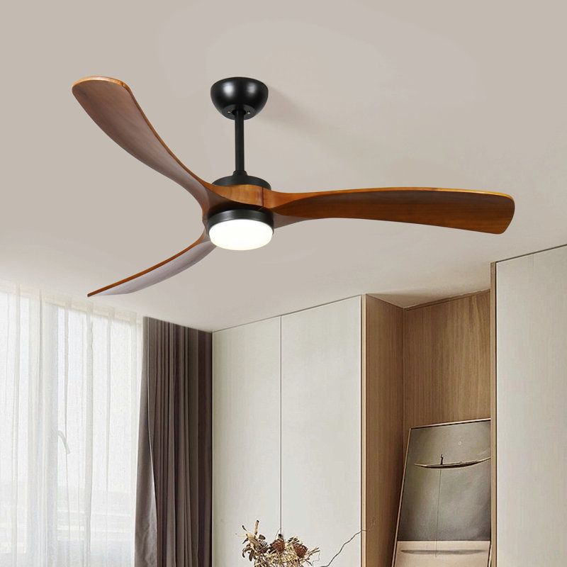 Ventilateur de plafond en bois massif à 3 pales de 60 pouces, 60 po de largeur