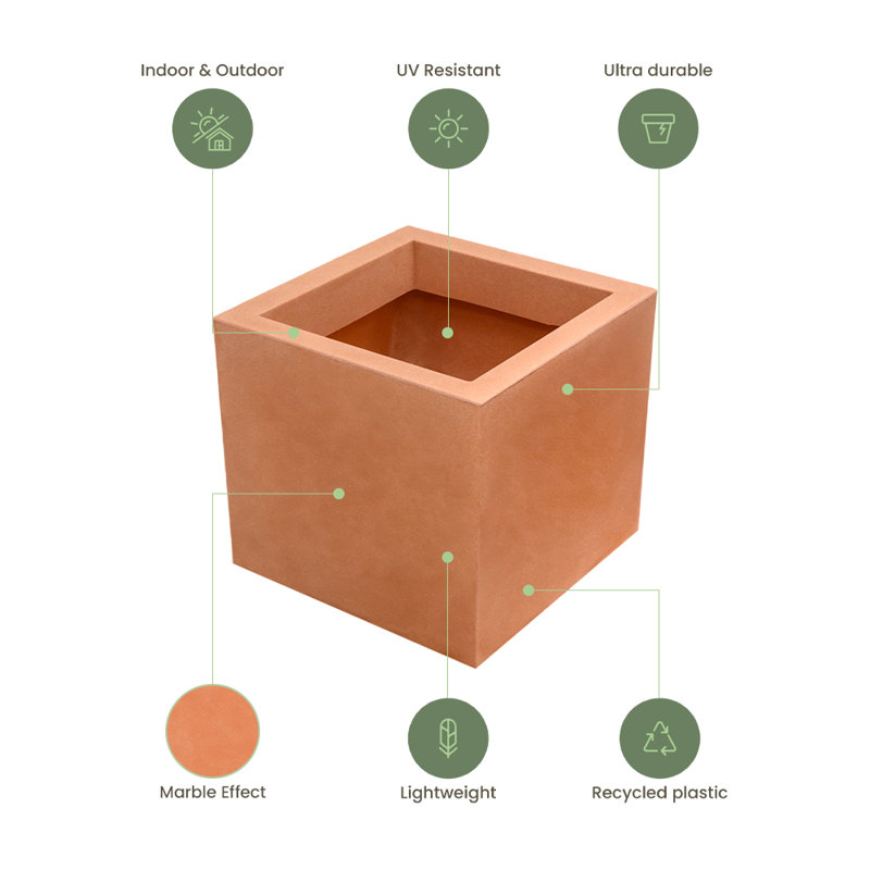 Wandie Green Polyethylene Pot Planter, Terracota, 14.2" H x 15.7" W x 15.7" D