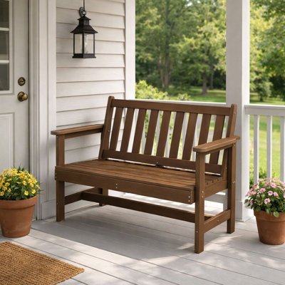 Banc de jardin en PEHD pour 2 personnes avec capacité de poids de 660 lb pour la cour, le jardin et le porche