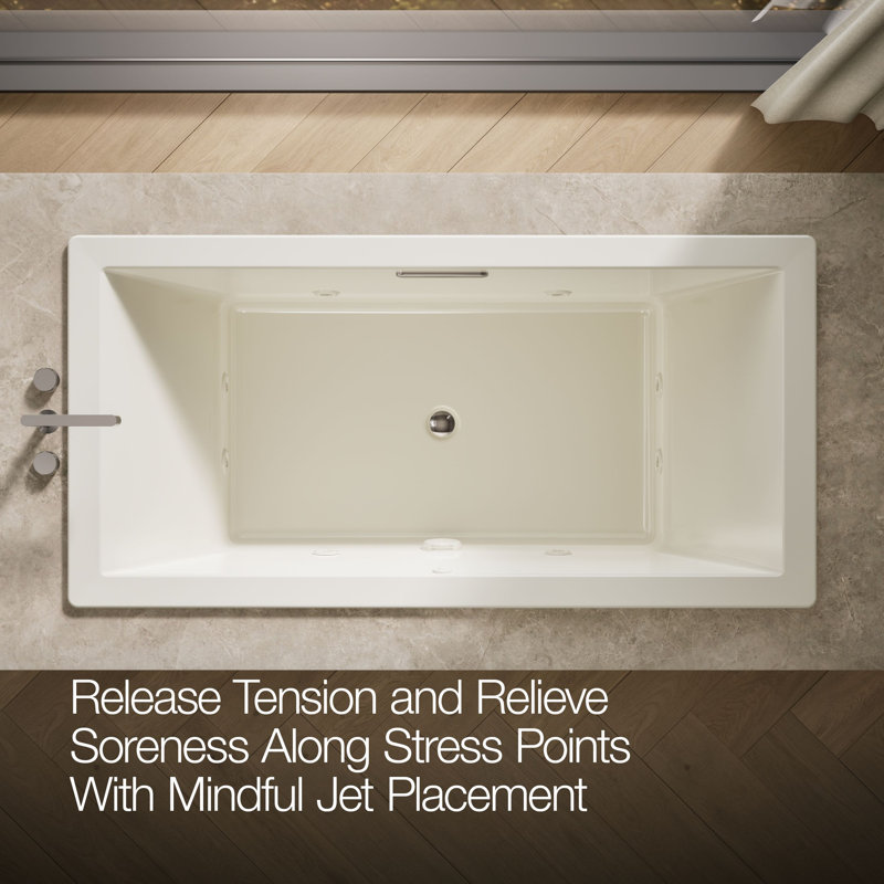 72-In x 36-In Heated Whirlpool Bath with Center Drain, Biscuit