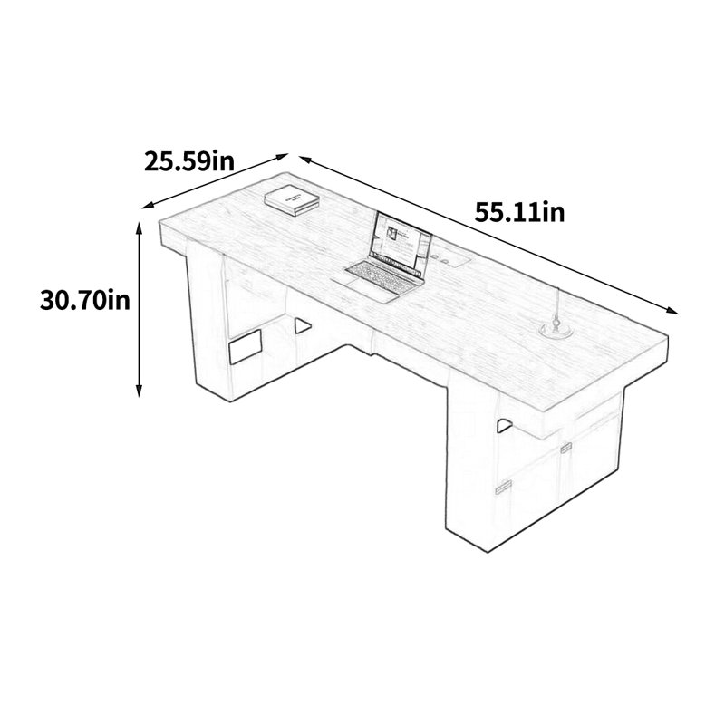 Bureau français de style rétro, H 30,7 po x l 55,11 po x P 25,59 po