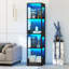 4 Tier Display Cabinet With Glass Doors, Cupboard Bookcase With 3 Color Led Light, Sensor Switch