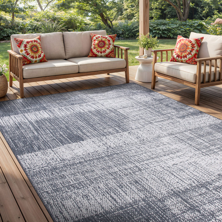 Edens Reversible Abstract Gray/Ivory Indoor & Outdoor Area Rug