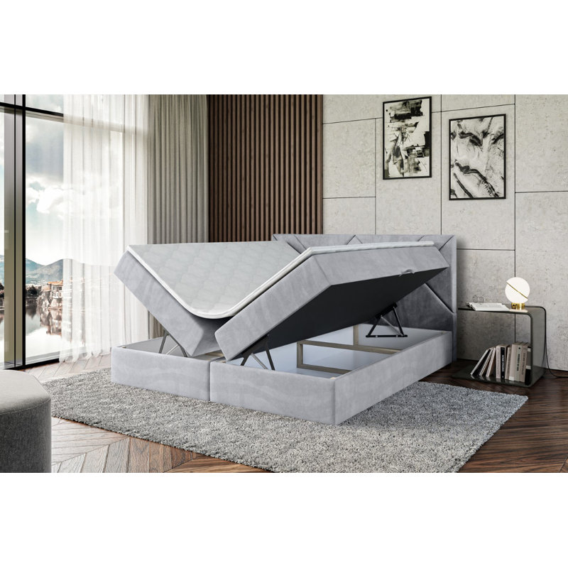 Bed, 140 x 200cm, Light Grey