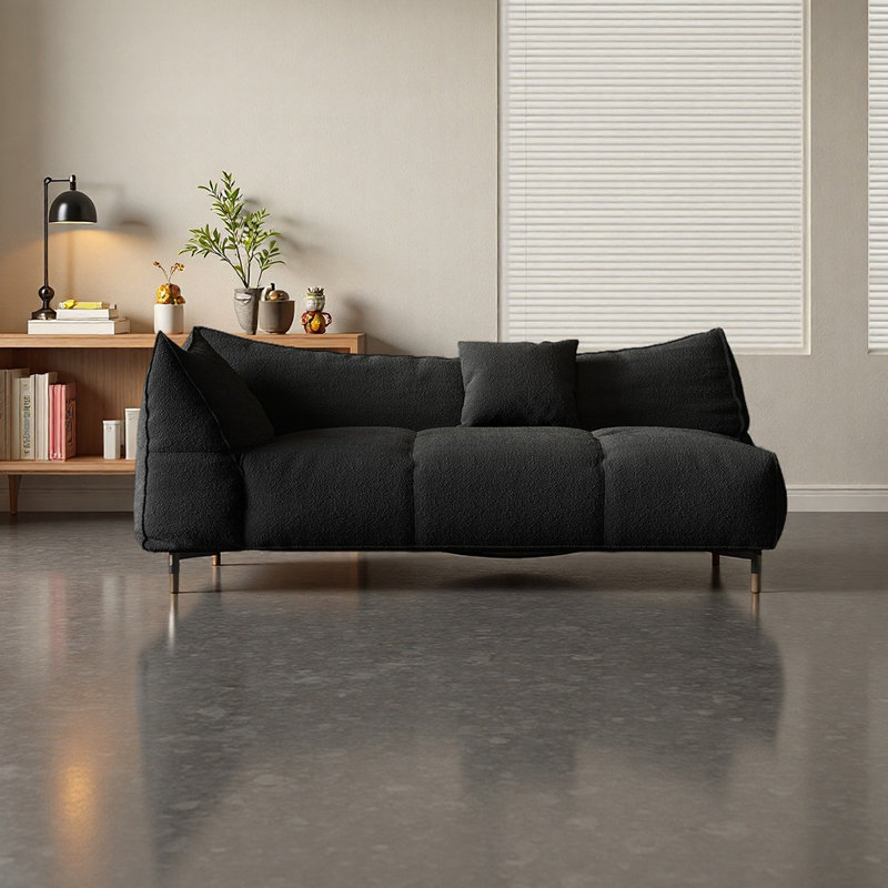 Chaise longue en flanelle de luxe en bois massif, Orienté à gauche (vu de face), Noir