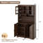 Grand garde-manger avec portes en verre et huche, rangement de 70,9 po, station de charge intégrée, support à vin et armoire de salle à manger - blanc moderne et brun-130419122