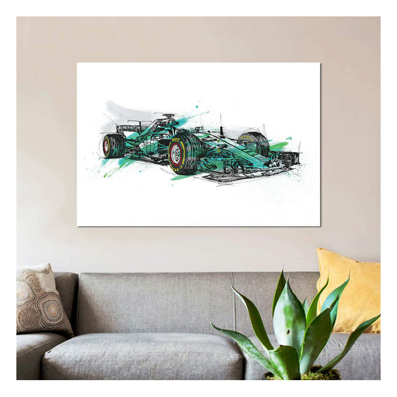 « f1 hamilton », impression sur toile, H 40 po x l 60 po x P 1,5 po, Pas de tapis, Toile tendue