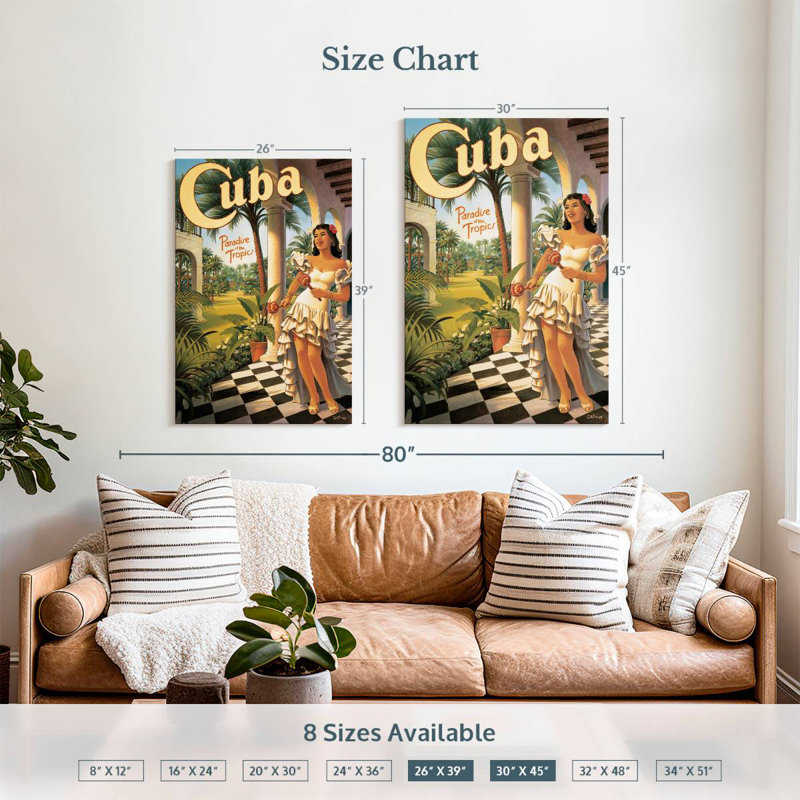 Enn Cuba, paradis des tropiques, H 39 po x l 26 po