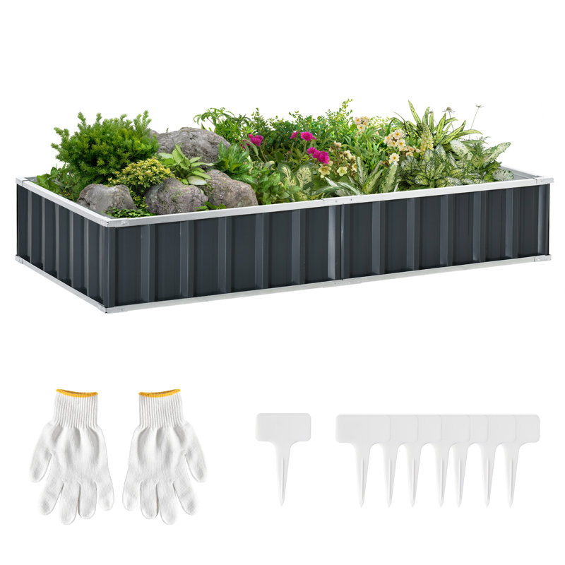 Large Dark Gray Metal Raised Garden Bed for Outdoor Spaces