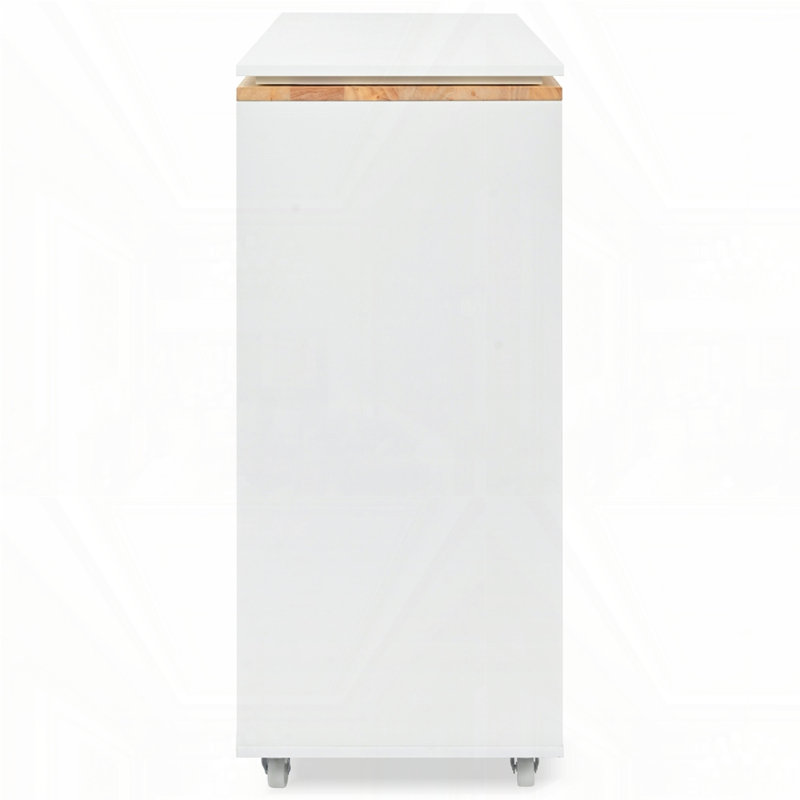 Rolling Kitchen Island With Extended Table, White
