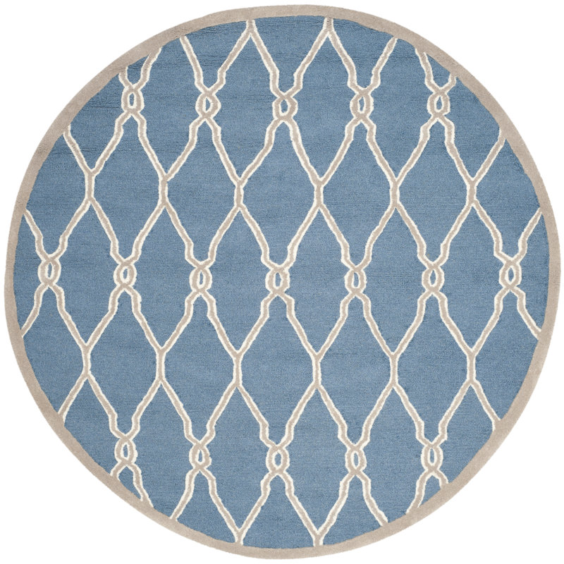Cannen Hand Tufted Wool Geometric Rug, Round 6'